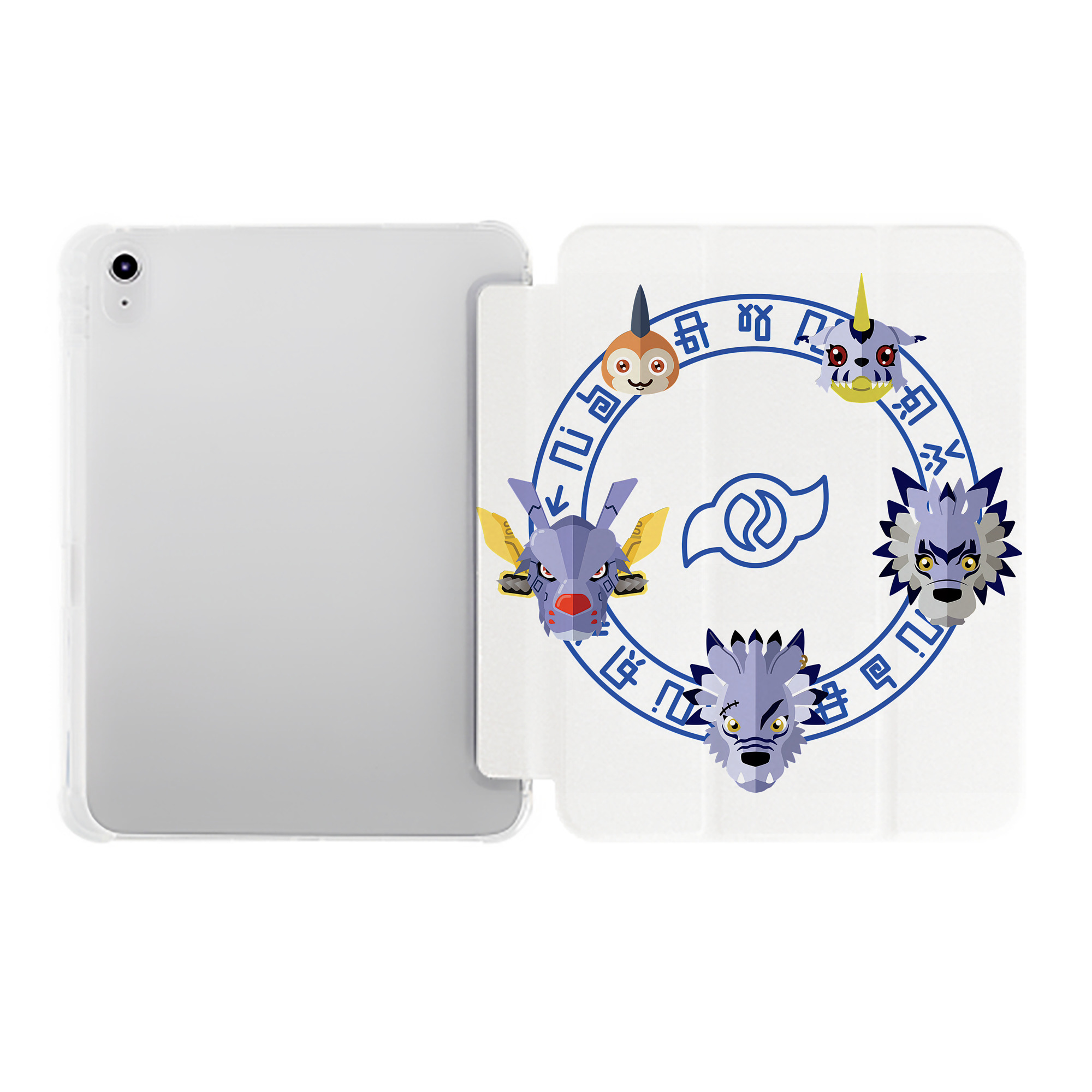 （画像用） Digimon デジタルモンスター/デジモン IPad ケース ペン収納付き 三つ折りスタンド PUレザー×シリコン 対応機種9.5/10.5/10.9インチ